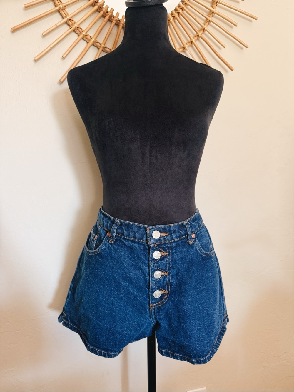 Paris Blues Dark Blue Button-Front Denim Shorts